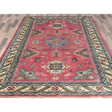 Load image into Gallery viewer, 6&#39;x8&#39;9&quot; Taffy Pink, Natural Wool Hand Knotted, Afghan Super Kazak With Large Medallions, Natural Dyes Densely Woven, Oriental Rug FWR494340