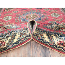 Load image into Gallery viewer, 6&#39;x8&#39;9&quot; Taffy Pink, Natural Wool Hand Knotted, Afghan Super Kazak With Large Medallions, Natural Dyes Densely Woven, Oriental Rug FWR494340