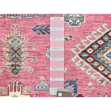 Load image into Gallery viewer, 6&#39;x8&#39;9&quot; Taffy Pink, Natural Wool Hand Knotted, Afghan Super Kazak With Large Medallions, Natural Dyes Densely Woven, Oriental Rug FWR494340