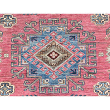 Load image into Gallery viewer, 6&#39;x8&#39;9&quot; Taffy Pink, Natural Wool Hand Knotted, Afghan Super Kazak With Large Medallions, Natural Dyes Densely Woven, Oriental Rug FWR494340
