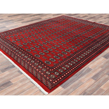 Load image into Gallery viewer, 8&#39;1&quot;x9&#39;9&quot; Deep And Rich Red, Hand Knotted Mori Bokara With Geometric Medallions Design, Organic Wool, Oriental Rug FWR494604