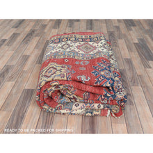 Load image into Gallery viewer, 12&#39;1&quot;x16&#39; Rich Red, Densely Woven Extra Soft Wool, Hand Knotted Afghan Super Kazak With Tribal Medallions, Natural Dyes, Oversized Oriental Rug FWR495168