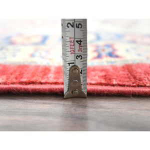 12'1"x16' Rich Red, Densely Woven Extra Soft Wool, Hand Knotted Afghan Super Kazak With Tribal Medallions, Natural Dyes, Oversized Oriental Rug FWR495168