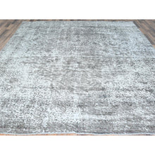 Load image into Gallery viewer, 9&#39;3&quot;x12&#39; Stone Gray, Worn Down Rustic Feel, Worn Wool Hand Knotted, Semi Antique Persian Tabriz, Oriental Rug FWR495264