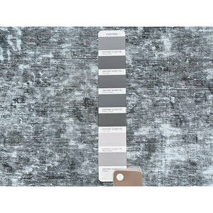 9'3"x12' Stone Gray, Worn Down Rustic Feel, Worn Wool Hand Knotted, Semi Antique Persian Tabriz, Oriental Rug FWR495264