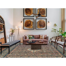 Load image into Gallery viewer, 11&#39;2&quot;x21&#39;2&quot; Salmon Color, Vintage Persian Bibikabad with All Over Design, Hand Knotted, Pure Wool, Gallery Size Runner Oriental Rug FWR495288
