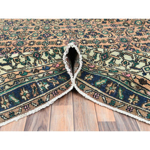 11'2"x21'2" Salmon Color, Vintage Persian Bibikabad with All Over Design, Hand Knotted, Pure Wool, Gallery Size Runner Oriental Rug FWR495288