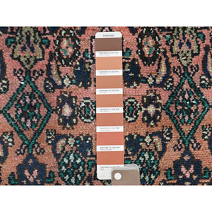 11'2"x21'2" Salmon Color, Vintage Persian Bibikabad with All Over Design, Hand Knotted, Pure Wool, Gallery Size Runner Oriental Rug FWR495288