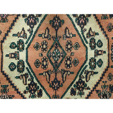 Load image into Gallery viewer, 11&#39;2&quot;x21&#39;2&quot; Salmon Color, Vintage Persian Bibikabad with All Over Design, Hand Knotted, Pure Wool, Gallery Size Runner Oriental Rug FWR495288