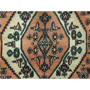 11'2"x21'2" Salmon Color, Vintage Persian Bibikabad with All Over Design, Hand Knotted, Pure Wool, Gallery Size Runner Oriental Rug FWR495288