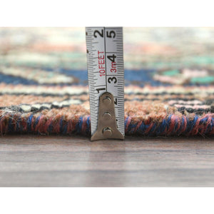 11'2"x21'2" Salmon Color, Vintage Persian Bibikabad with All Over Design, Hand Knotted, Pure Wool, Gallery Size Runner Oriental Rug FWR495288