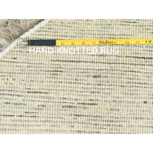 13'6"x13'6" Beige, Shag Flokati Greek Style, Undyed Natural Wool Hand Knotted, Round Oriental Rug FWR495378