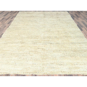 10'1"x14'1" Beige, Undyed Natural Wool Hand Knotted, Shag Flokati Greek Style, Oriental Rug FWR495390