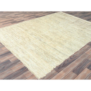 10'1"x14'1" Beige, Undyed Natural Wool Hand Knotted, Shag Flokati Greek Style, Oriental Rug FWR495390