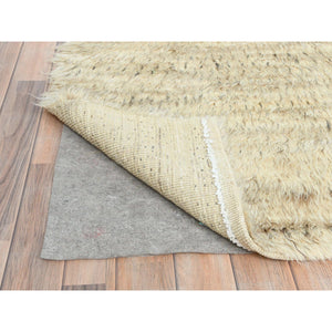 10'1"x14'1" Beige, Undyed Natural Wool Hand Knotted, Shag Flokati Greek Style, Oriental Rug FWR495390