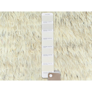 10'1"x14'1" Beige, Undyed Natural Wool Hand Knotted, Shag Flokati Greek Style, Oriental Rug FWR495390