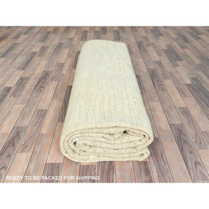 10'1"x14'1" Beige, Undyed Natural Wool Hand Knotted, Shag Flokati Greek Style, Oriental Rug FWR495390