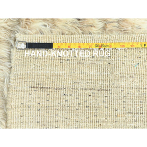 10'1"x14'1" Beige, Undyed Natural Wool Hand Knotted, Shag Flokati Greek Style, Oriental Rug FWR495390