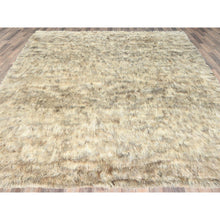 Load image into Gallery viewer, 9&#39;x9&#39; Beige, Shag Flokati Greek Style, Undyed Natural Wool Hand Knotted, Square Oriental Rug FWR495396