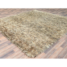 Load image into Gallery viewer, 9&#39;x9&#39; Beige, Shag Flokati Greek Style, Undyed Natural Wool Hand Knotted, Square Oriental Rug FWR495396