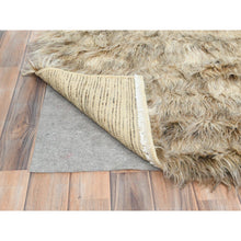 Load image into Gallery viewer, 9&#39;x9&#39; Beige, Shag Flokati Greek Style, Undyed Natural Wool Hand Knotted, Square Oriental Rug FWR495396