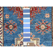 Load image into Gallery viewer, 2&#39;9&quot;x40&#39;6&quot; Denim Blue, Afghan Super Kazak With Large Medallions, Vegetable Dyes Dense Weave, Natural Wool Hand Knotted, Xl Runner Oriental Rug FWR495450
