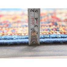 Load image into Gallery viewer, 2&#39;8&quot;x40&#39;8&quot; Denim Blue, Hand Knotted Afghan Super Kazak With Large Medallions Design, Vegetable Dyes Dense Weave, Organic Wool, Xl Runner Oriental Rug FWR495594