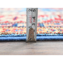 Load image into Gallery viewer, 2&#39;7&quot;x34&#39; Denim Blue, Natural Dyes Densely Woven, Soft Wool Hand Knotted, Afghan Super Kazak with Large Medallions, XL Runner Oriental Rug FWR495612