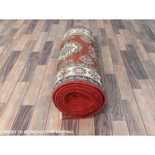 Load image into Gallery viewer, 2&#39;8&quot;x39&#39;1&quot; Rich Red, Afghan Super Kazak with Large Medallions, Vegetable Dyes Dense Weave, Soft Wool Hand Knotted, XL Runner Oriental Rug FWR495642