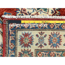 Load image into Gallery viewer, 2&#39;8&quot;x39&#39;1&quot; Rich Red, Afghan Super Kazak with Large Medallions, Vegetable Dyes Dense Weave, Soft Wool Hand Knotted, XL Runner Oriental Rug FWR495642