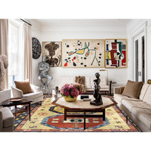 Load image into Gallery viewer, 10&#39;2&quot;x13&#39;6&quot; Light Green, Extra Soft Wool Hand Knotted, Armenian Inspired Caucasian Design 200 KPSI, Vegetable Dyes Dense Weave, Oriental Rug FWR495678