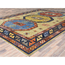 Load image into Gallery viewer, 10&#39;2&quot;x13&#39;6&quot; Light Green, Extra Soft Wool Hand Knotted, Armenian Inspired Caucasian Design 200 Kpsi, Vegetable Dyes Dense Weave, Oriental Rug FWR495678