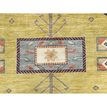 Load image into Gallery viewer, 10&#39;2&quot;x13&#39;6&quot; Light Green, Extra Soft Wool Hand Knotted, Armenian Inspired Caucasian Design 200 KPSI, Vegetable Dyes Dense Weave, Oriental Rug FWR495678
