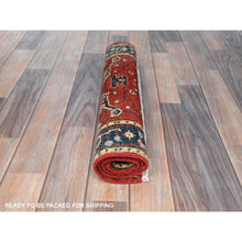 Load image into Gallery viewer, 2&#39;x2&#39;10&quot; Tomato Red, Afghan Peshawar With Serapi Heriz Design, Vegetable Dyes Dense Weave, Pure Wool Hand Knotted, Mat Oriental Rug FWR495786