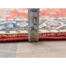 Load image into Gallery viewer, 2&#39;x2&#39;10&quot; Tomato Red, Afghan Peshawar With Serapi Heriz Design, Vegetable Dyes Dense Weave, Pure Wool Hand Knotted, Mat Oriental Rug FWR495786