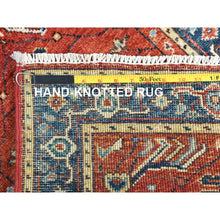Load image into Gallery viewer, 2&#39;x2&#39;10&quot; Tomato Red, Afghan Peshawar With Serapi Heriz Design, Vegetable Dyes Dense Weave, Pure Wool Hand Knotted, Mat Oriental Rug FWR495786