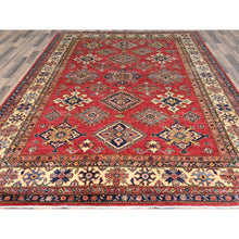 Load image into Gallery viewer, 7&#39;10&quot;x10&#39;6&quot; Coral Red, Natural Dyes Densely Woven, Natural Wool Hand Knotted, Afghan Super Kazak With Geometric Medallions, Oriental Rug FWR495840