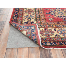 Load image into Gallery viewer, 7&#39;10&quot;x10&#39;6&quot; Coral Red, Natural Dyes Densely Woven, Natural Wool Hand Knotted, Afghan Super Kazak With Geometric Medallions, Oriental Rug FWR495840