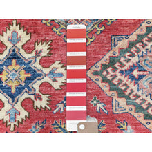 Load image into Gallery viewer, 7&#39;10&quot;x10&#39;6&quot; Coral Red, Natural Dyes Densely Woven, Natural Wool Hand Knotted, Afghan Super Kazak With Geometric Medallions, Oriental Rug FWR495840