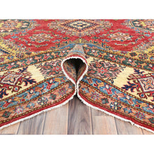 Load image into Gallery viewer, 8&#39;10&quot;x12&#39;8&quot; Rich Red, Hand Knotted Afghan Super Kazak With Geometric Medallions, Vegetable Dyes Dense Weave, Pure Wool, Oriental Rug FWR495846