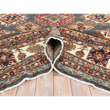 Load image into Gallery viewer, 10&#39;3&quot;x13&#39;10&quot; Stone Gray, Densely Woven Extra Soft Wool, Hand Knotted Afghan Super Kazak With Geometric Medallions, Natural Dyes, Oriental Rug FWR495888