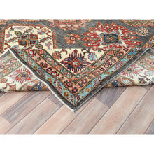 Load image into Gallery viewer, 10&#39;3&quot;x13&#39;10&quot; Stone Gray, Densely Woven Extra Soft Wool, Hand Knotted Afghan Super Kazak With Geometric Medallions, Natural Dyes, Oriental Rug FWR495888