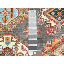 Load image into Gallery viewer, 10&#39;3&quot;x13&#39;10&quot; Stone Gray, Densely Woven Extra Soft Wool, Hand Knotted Afghan Super Kazak With Geometric Medallions, Natural Dyes, Oriental Rug FWR495888