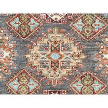 Load image into Gallery viewer, 10&#39;3&quot;x13&#39;10&quot; Stone Gray, Densely Woven Extra Soft Wool, Hand Knotted Afghan Super Kazak With Geometric Medallions, Natural Dyes, Oriental Rug FWR495888
