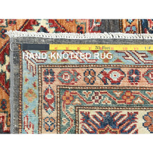 Load image into Gallery viewer, 10&#39;3&quot;x13&#39;10&quot; Stone Gray, Densely Woven Extra Soft Wool, Hand Knotted Afghan Super Kazak With Geometric Medallions, Natural Dyes, Oriental Rug FWR495888