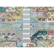 Load image into Gallery viewer, 9&#39;9&quot;x14&#39;1&quot; Silver Blue, Afghan Super Kazak With Elephant Feet Design, Natural Dyes Densely Woven, Pure Wool Hand Knotted, Oriental Rug FWR495936