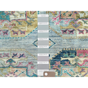 9'9"x14'1" Silver Blue, Afghan Super Kazak With Elephant Feet Design, Natural Dyes Densely Woven, Pure Wool Hand Knotted, Oriental Rug FWR495936