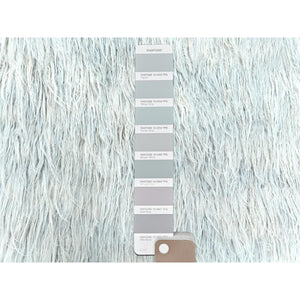 8'x9'9" Blueish Gray, Shag Flokati Greek Style, Undyed Natural Wool Hand Knotted, Oriental Rug FWR495960