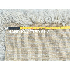 8'x9'9" Blueish Gray, Shag Flokati Greek Style, Undyed Natural Wool Hand Knotted, Oriental Rug FWR495960