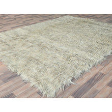 Load image into Gallery viewer, 7&#39;7&quot;x9&#39;10&quot; Gray, Undyed Natural Wool Hand Knotted, Shag Flokati Greek Style, Oriental Rug FWR495966